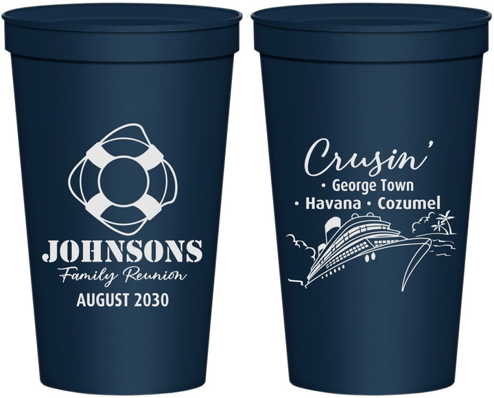 Personalized Family Reunion 22 oz Stadium Cups - Cruise Crusin | 160025