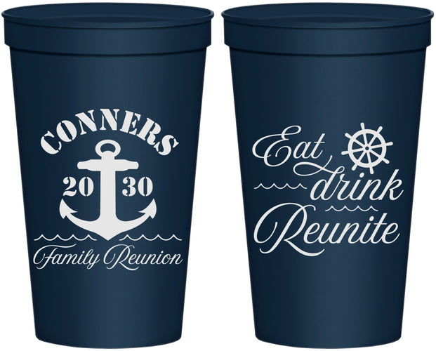 Personalized Family Reunion 22 oz Stadium Cups - Cruise Anchor | 160028