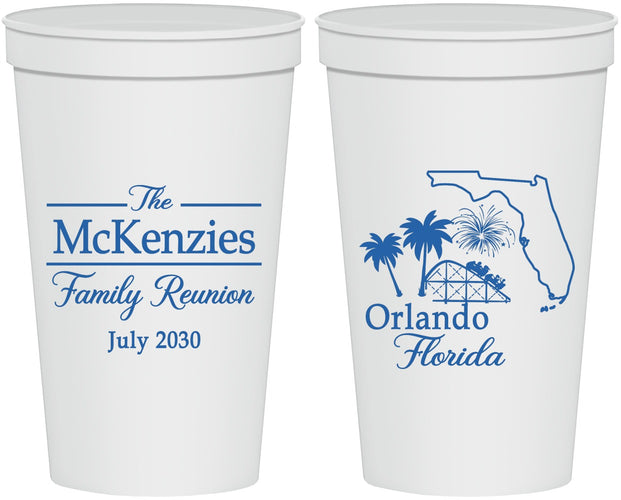 Personalized Family Reunion 22 oz Stadium Cups - Orlando Florida | 160035