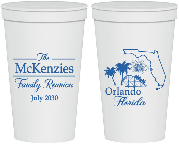 Personalized Family Reunion 22 oz Stadium Cups - Orlando Florida | 160035
