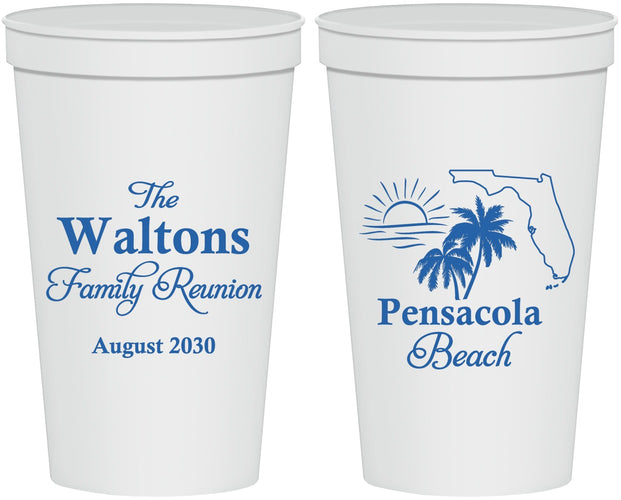 Personalized Family Reunion 22 oz Stadium Cups - Florida Beach | 160036