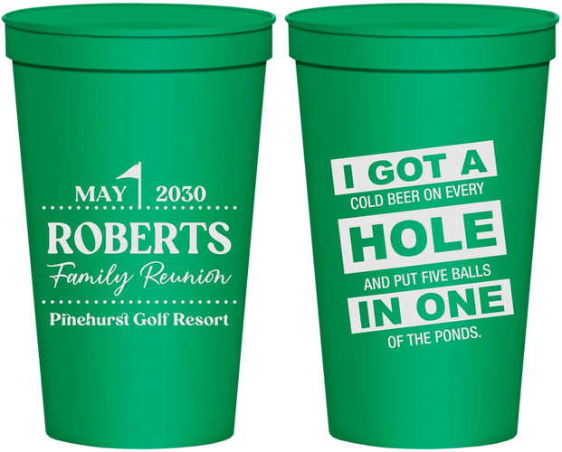 Personalized Family Reunion 22 oz Stadium Cups - Golf | 160049