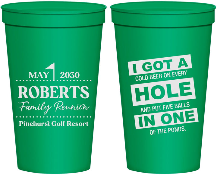 Personalized Family Reunion 22 oz Stadium Cups - Golf | 160049