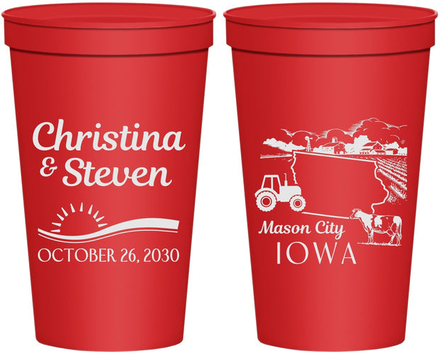 Personalized Wedding 22 oz Stadium Cups - Iowa | 164
