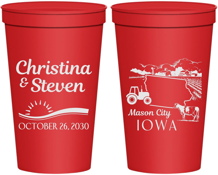 Personalized Wedding 22 oz Stadium Cups - Iowa | 164