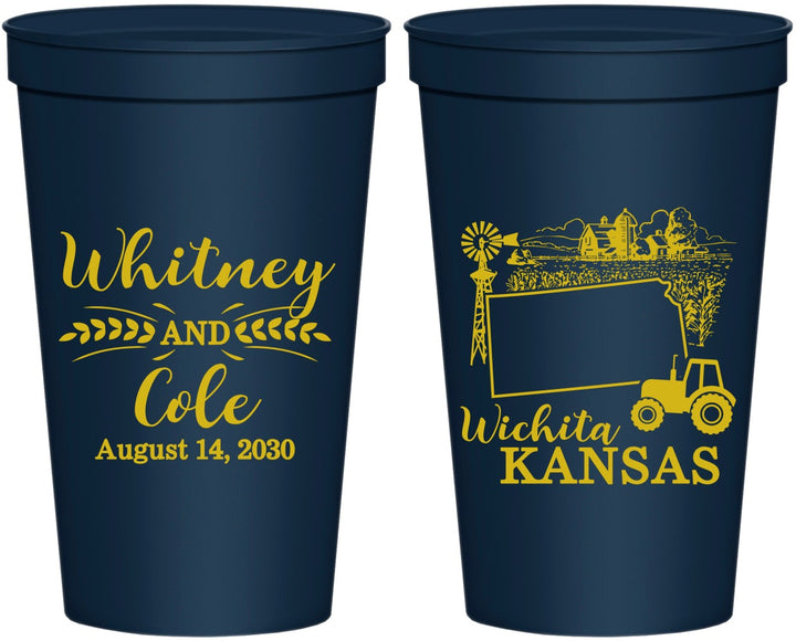 Personalized Wedding 22 oz Stadium Cups - Kansas | 165