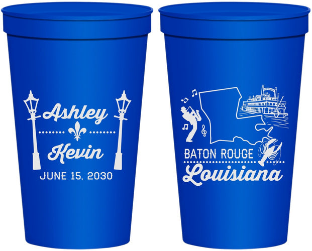 Personalized Wedding 22 oz Stadium Cups - Louisiana | 167