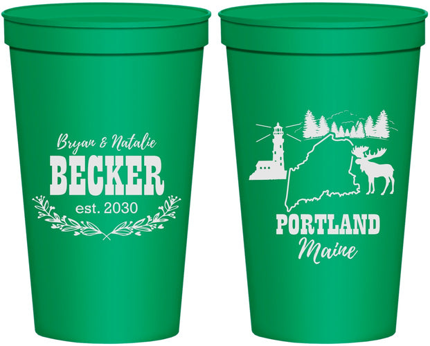 Personalized Wedding 22 oz Stadium Cups - Maine | 168