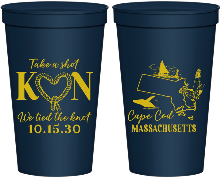 Personalized Wedding 22 oz Stadium Cups - Massachusetts | 170