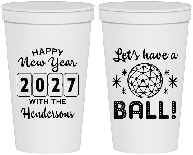 Personalized New Years 22 oz Stadium Cups - 2027 Lets Have A Ball | 170001