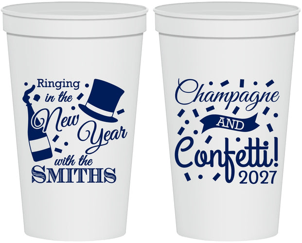 Personalized New Years 22 oz Stadium Cups - 2027 Confetti | 170003