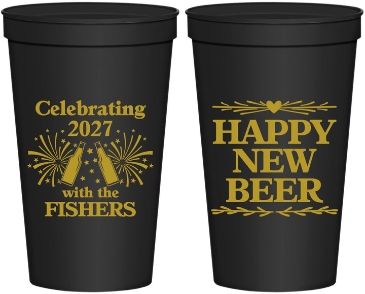 Personalized New Years 22 oz Stadium Cups - 2027 Happy New Beer | 170004
