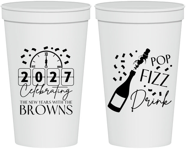 Personalized New Years 22 oz Stadium Cups - 2027 Pop Fizz Drink | 170009