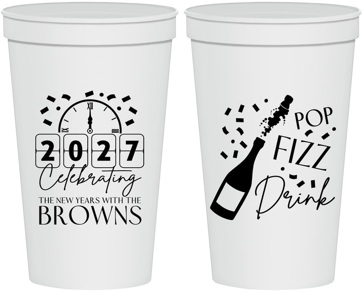 Personalized New Years 22 oz Stadium Cups - 2027 Pop Fizz Drink | 170009