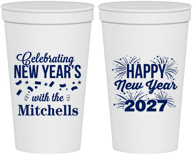 Personalized New Years 22 oz Stadium Cups - 2027 Nye Confetti | 170015
