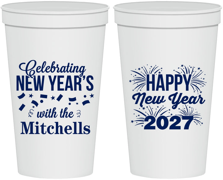 Personalized New Years 22 oz Stadium Cups - 2027 Nye Confetti | 170015