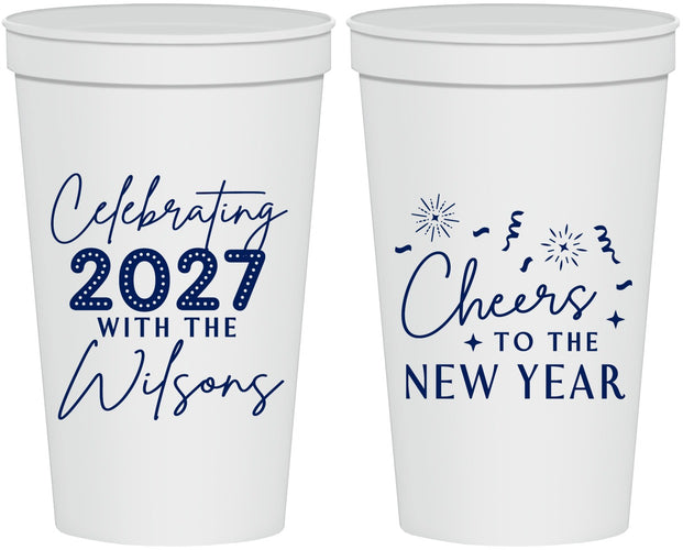 Personalized New Years 22 oz Stadium Cups - 2027 Cheers | 170019