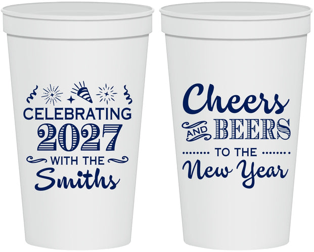 Personalized New Years 22 oz Stadium Cups - 2027 Cheers | 170023