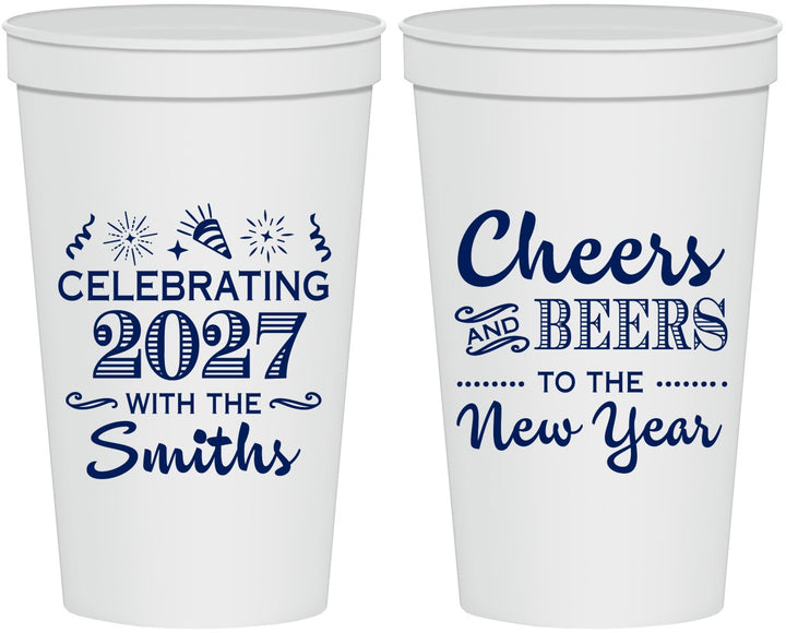 Personalized New Years 22 oz Stadium Cups - 2027 Cheers | 170023