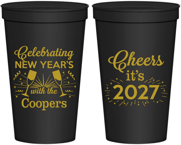 Personalized New Years 22 oz Stadium Cups - 2027 Cheers | 170024