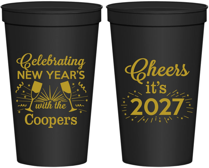Personalized New Years 22 oz Stadium Cups - 2027 Cheers | 170024
