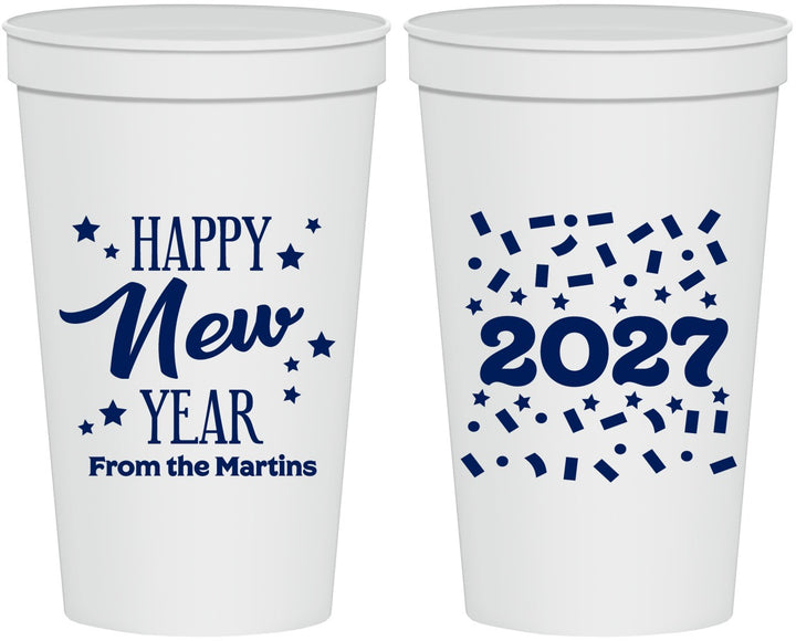 Personalized New Years 22 oz Stadium Cups - 2027 Confetti | 170027