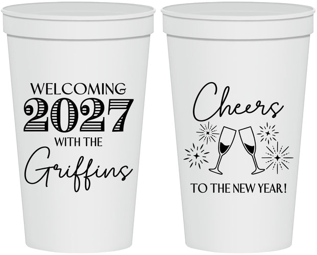 Personalized New Years 22 oz Stadium Cups - 2027 Cheers | 170029