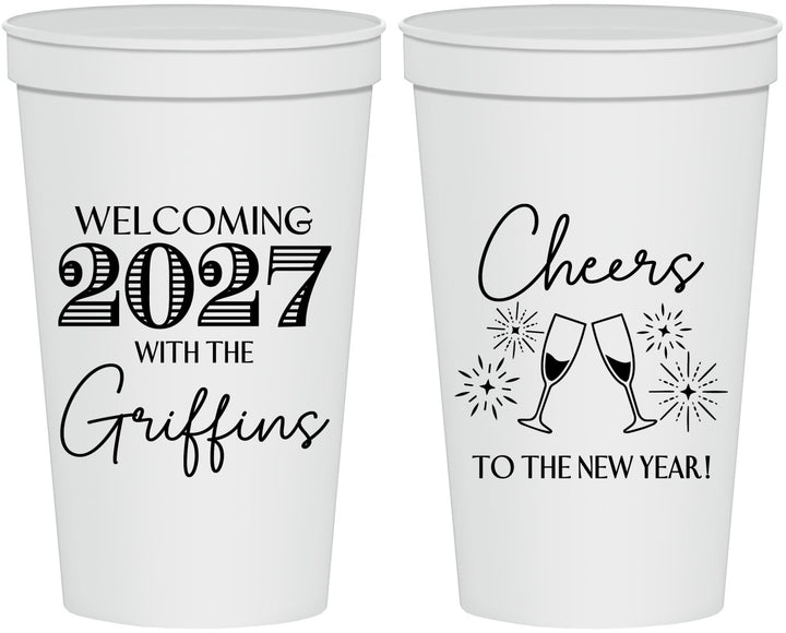 Personalized New Years 22 oz Stadium Cups - 2027 Cheers | 170029