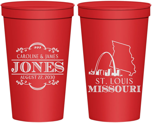 Personalized Wedding 22 oz Stadium Cups - Missouri | 174