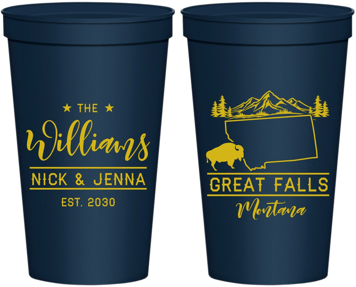 Personalized Wedding 22 oz Stadium Cups - Montana | 175