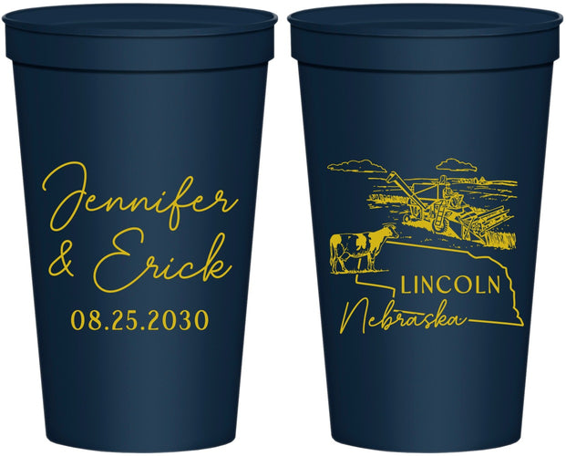 Personalized Wedding 22 oz Stadium Cups - Nebraska | 176