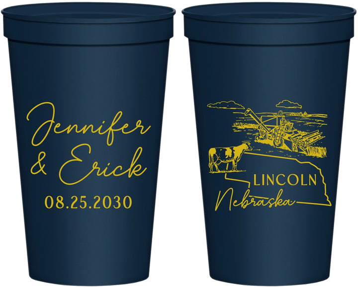 Personalized Wedding 22 oz Stadium Cups - Nebraska | 176