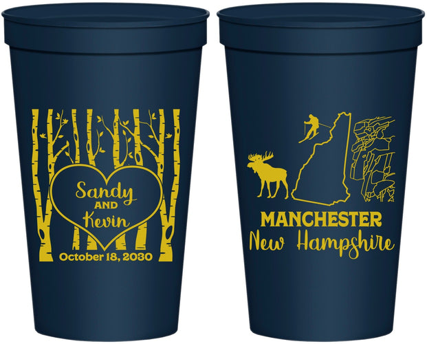 Personalized Wedding 22 oz Stadium Cups - New Hampshire | 178