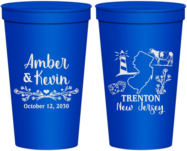 Personalized Wedding 22 oz Stadium Cups - New Jersey | 179