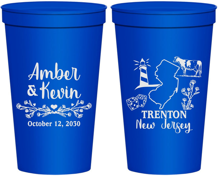 Personalized Wedding 22 oz Stadium Cups - New Jersey | 179