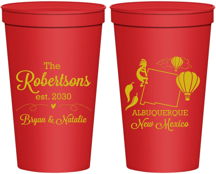 Personalized Wedding 22 oz Stadium Cups - New Mexico | 180