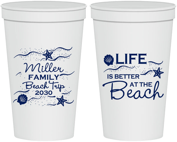Personalized Family Vacation 22 oz Stadium Cups - Life Is Better At The Beach | 180001