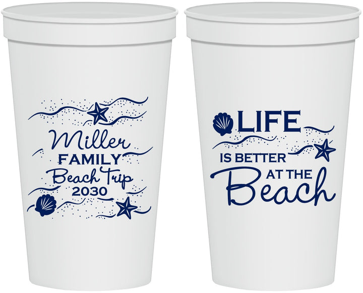 Personalized Family Vacation 22 oz Stadium Cups - Life Is Better At The Beach | 180001
