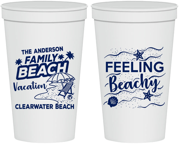 Personalized Family Vacation 22 oz Stadium Cups - Feeling Beachy | 180002