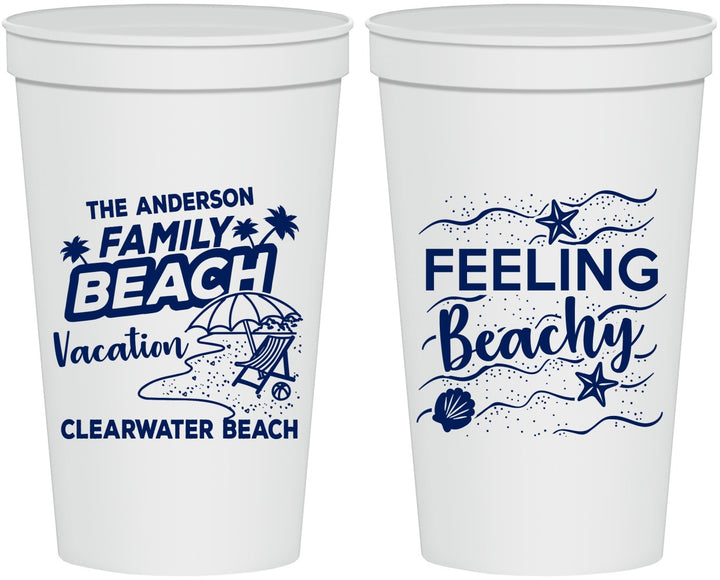 Personalized Family Vacation 22 oz Stadium Cups - Feeling Beachy | 180002