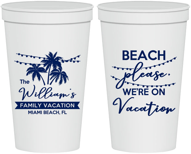 Personalized Family Vacation 22 oz Stadium Cups - Beach Please | 180004