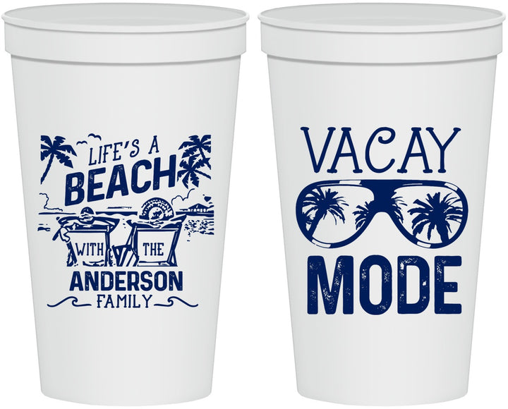 Personalized Family Vacation 22 oz Stadium Cups - Lifes A Beach | 180008