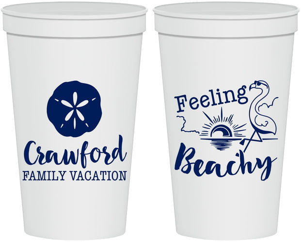 Personalized Family Vacation 22 oz Stadium Cups - Feeling Beachy | 180009