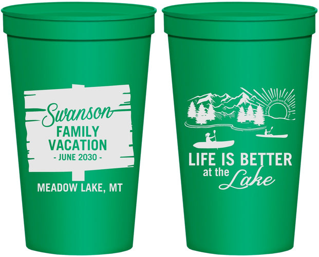 Personalized Family Vacation 22 oz Stadium Cups - Life Is Better At The Lake | 180010