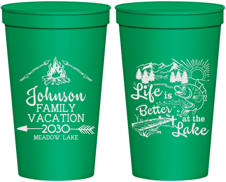 Personalized Family Vacation 22 oz Stadium Cups - Lake Camping | 180011