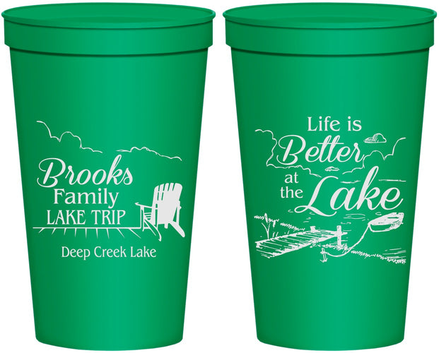 Personalized Family Vacation 22 oz Stadium Cups - Lake Camping | 180012