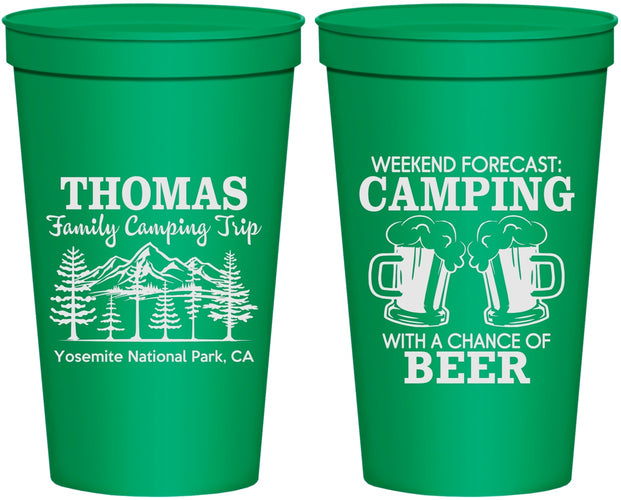 Personalized Family Vacation 22 oz Stadium Cups - Camping Park | 180013