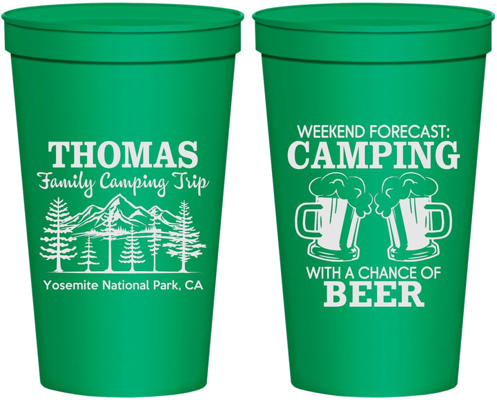 Personalized Family Vacation 22 oz Stadium Cups - Camping Park | 180013