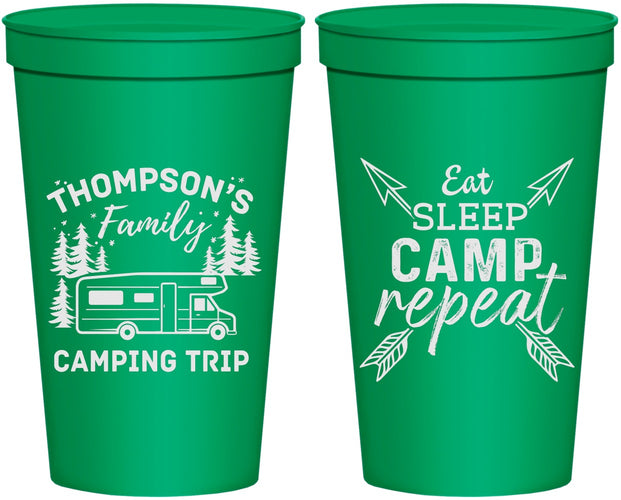 Personalized Family Vacation 22 oz Stadium Cups - Camping Trip | 180016