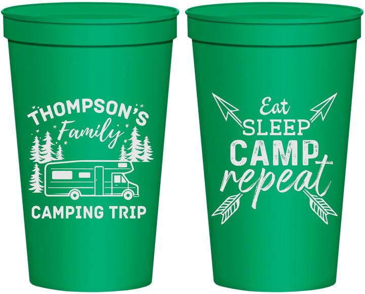 Personalized Family Vacation 22 oz Stadium Cups - Camping Trip | 180016